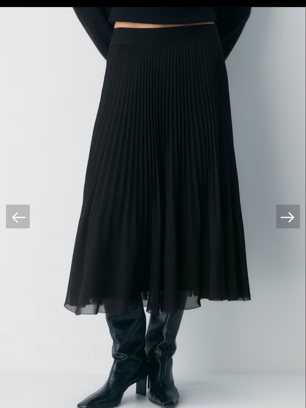 Aritzia Black Pleated Midi Skirt